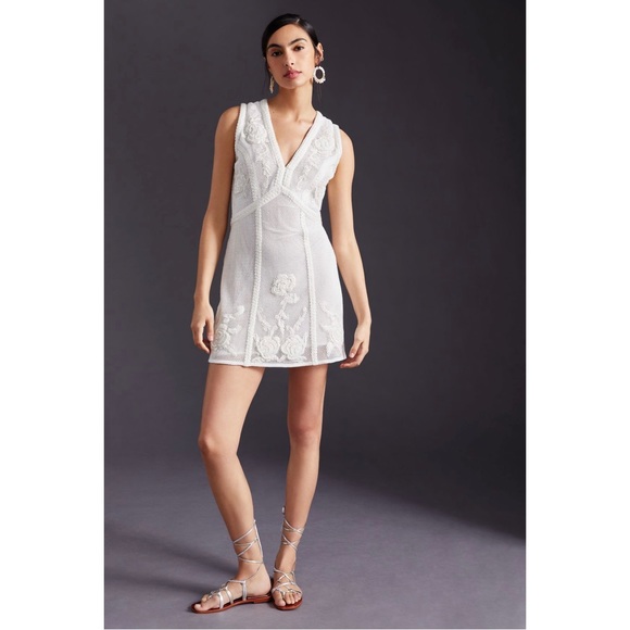 NWT Anthropologie “Not so Serious” by Pallavi Mohammed Deep V mini dress, XXS - Picture 2 of 13
